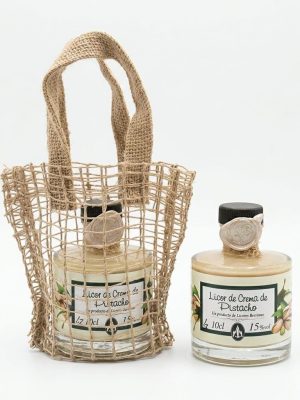 LICOR DE CREMA DE PISTACHO EN BOLSA DE YUTE-LICORES BERRIMES